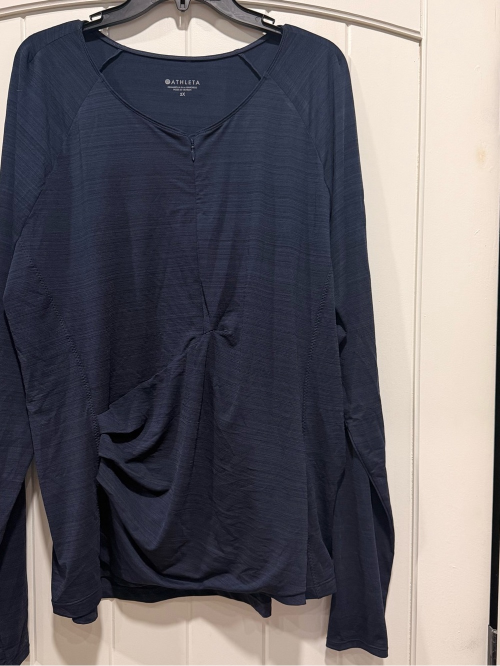 Athleta Ruched Cinched Long Sleeve Top NWT Navy 2X